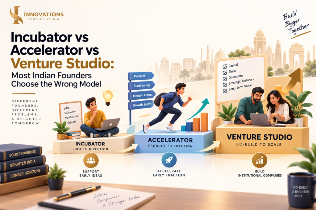 incubator vs accelerator vs venture studio most indian founders choose the wrong model 